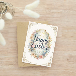 Carte Aquarelle Floral Joyeux Pâques