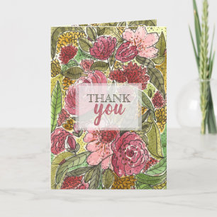 Carte Aquarelle Floral Kinding et Merci de signature