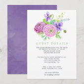 Carte Aquarelle Floral Mariage été (Devant / Derrière)