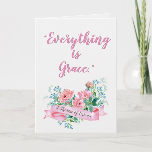 Carte Aquarelle Floral St Therese de Lisieux Citation (Devant)