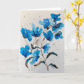 Carte aquarelle florale bleue Doodle (Fleur jaune)