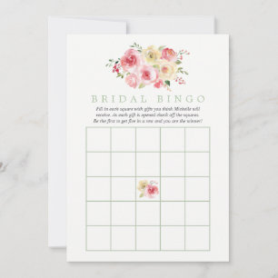 Carte Aquarelle florale Blush et Sage Bingo nuptiale