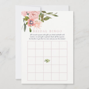Carte Aquarelle florale Blush rose Bride Bingo