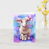 Carte aquarelle florale de l'agneau de Pâques de p (Fleur jaune)