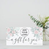 Carte Aquarelle florale douce couleur rose logo certific (Debout devant)