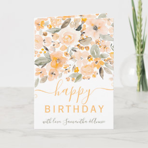 Carte Aquarelle florale jaune 2 photos anniversaire
