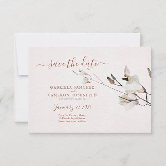 Carte Aquarelle Florale Magnolia Terracotta (Devant)