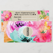 Carte Aquarelle florale moderne Kraft certificat cadeau (Devant / Derrière)