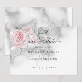 Carte Aquarelle florale moderne Roses roses BarefootBrid (Devant / Derrière)