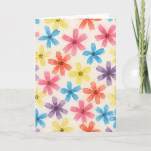 Carte Aquarelle florale multicolore blanc