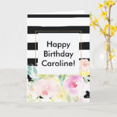 Carte Aquarelle Florale Noir Blancs (Fleur jaune)