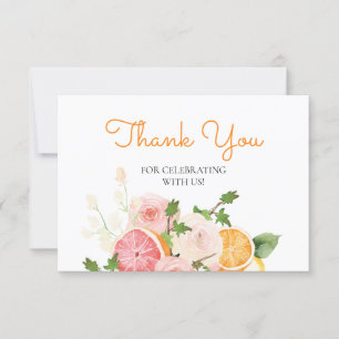 Carte Aquarelle Florale Orange Citrus Thème Merci