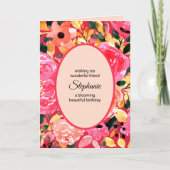 Carte Aquarelle florale personnalisée rose gras (Devant)