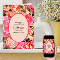Aquarelle florale personnalisée rose gras