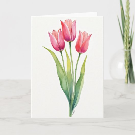 Carte aquarelle florale rayée (Devant)