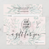 Carte Aquarelle florale rose vif certificat cadeau (Devant / Derrière)