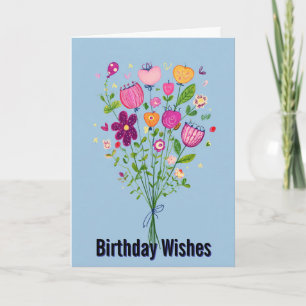 Carte Aquarelle florale vibrante Joyeux Anniversaire