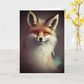 Carte Aquarelle Fluffy Imaginaire Red Fox (Fleur jaune)