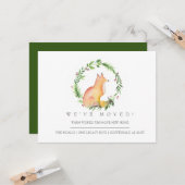 Carte Aquarelle Fox et Noël vert Nous avons déménagé (Devant/Arrière en situation)