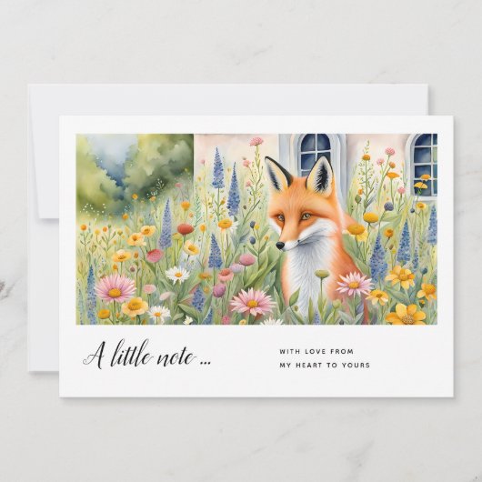 Carte Aquarelle Fox - Fleurs sauvages - Forêt de Whimsic (Devant)