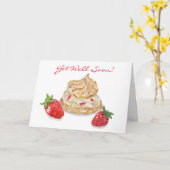 Carte Aquarelle fraise Se Bien Bientôt (Fleur jaune)