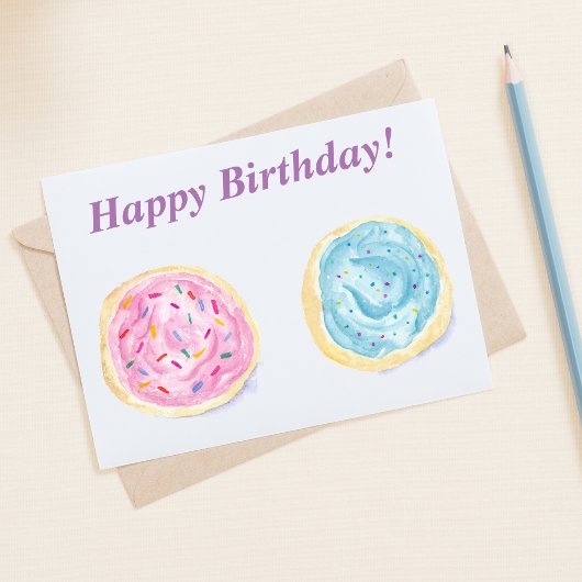 Carte Aquarelle Frosted Sucre Cookies Anniversaire