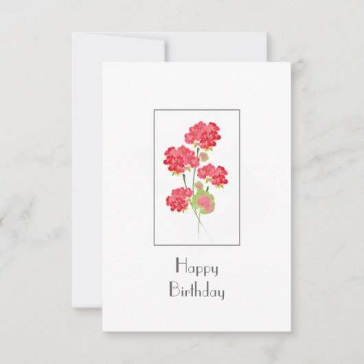 Carte Aquarelle Geraniums tiges (Devant)