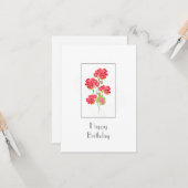 Carte Aquarelle Geraniums tiges (Devant/Arrière en situation)