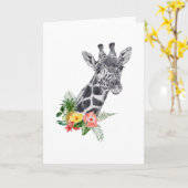 Carte Aquarelle girafe (Fleur jaune)