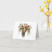 Carte Aquarelle Giraffe avec Fleurs BLANC (Fleur jaune)