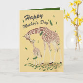 Carte Aquarelle Giraffe Fête des mères et des enfants (Fleur jaune)