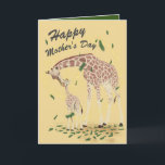 Carte Aquarelle Giraffe Fête des mères et des enfants<br><div class="desc">Carte de jour de mère douce avec aquarelle art de mère et de bébé girafe.</div>