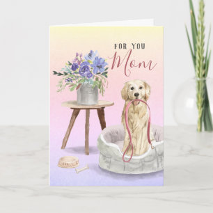 Carte Aquarelle Golden Retriever mignonne Joyeux anniver