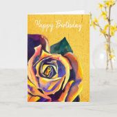 Carte Aquarelle gothique Rose dorée (Fleur jaune)
