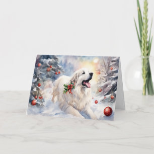 Carte Aquarelle Grand Pyrénées Scène de Noël
