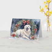 Carte Aquarelle Grand Pyrénées Scène de Noël (Fleur jaune)