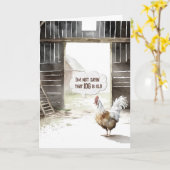 Carte Aquarelle Grange Coq 106e Humour d'anniversaire (Fleur jaune)