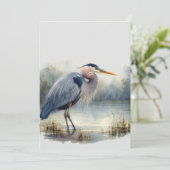Carte Aquarelle Great Blue Heron Bird Nature (Debout devant)