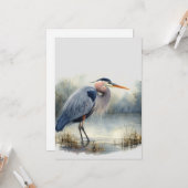 Carte Aquarelle Great Blue Heron Bird Nature (Devant/Arrière en situation)