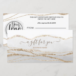 Carte Aquarelle gris or logo certificat cadeau