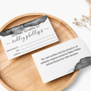Carte Aquarelle gris plus grand certificat d'authenticit