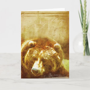 Carte Aquarelle Grizzly I Love You Card