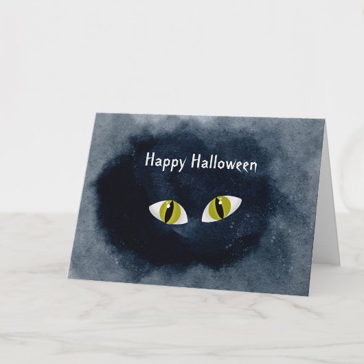Carte Aquarelle Halloween Black Cat Eyes