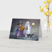 Carte Aquarelle Halloween Enfants (Fleur jaune)