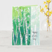 Carte Aquarelle heureuse d'arbres d'Aspen de journée de (Fleur jaune)