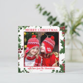 Carte Aquarelle Holly Berries Joyeux Noël photo (Debout devant)