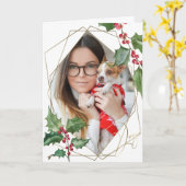 Carte Aquarelle Holly et Berries rouges (Fleur jaune)