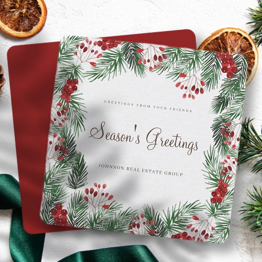 Carte Aquarelle Holly Foliage | BONNES FÊTES
