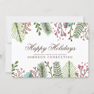 Carte Aquarelle Holly Foliage   Salutations