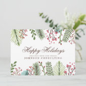 Carte Aquarelle Holly Foliage | Salutations (Debout devant)